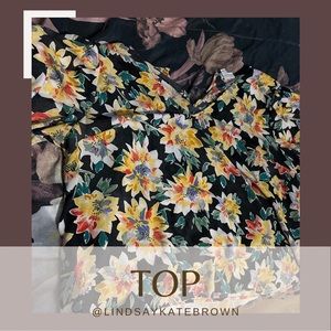 Ava and Viv Puff Sleeve Floral Blouse